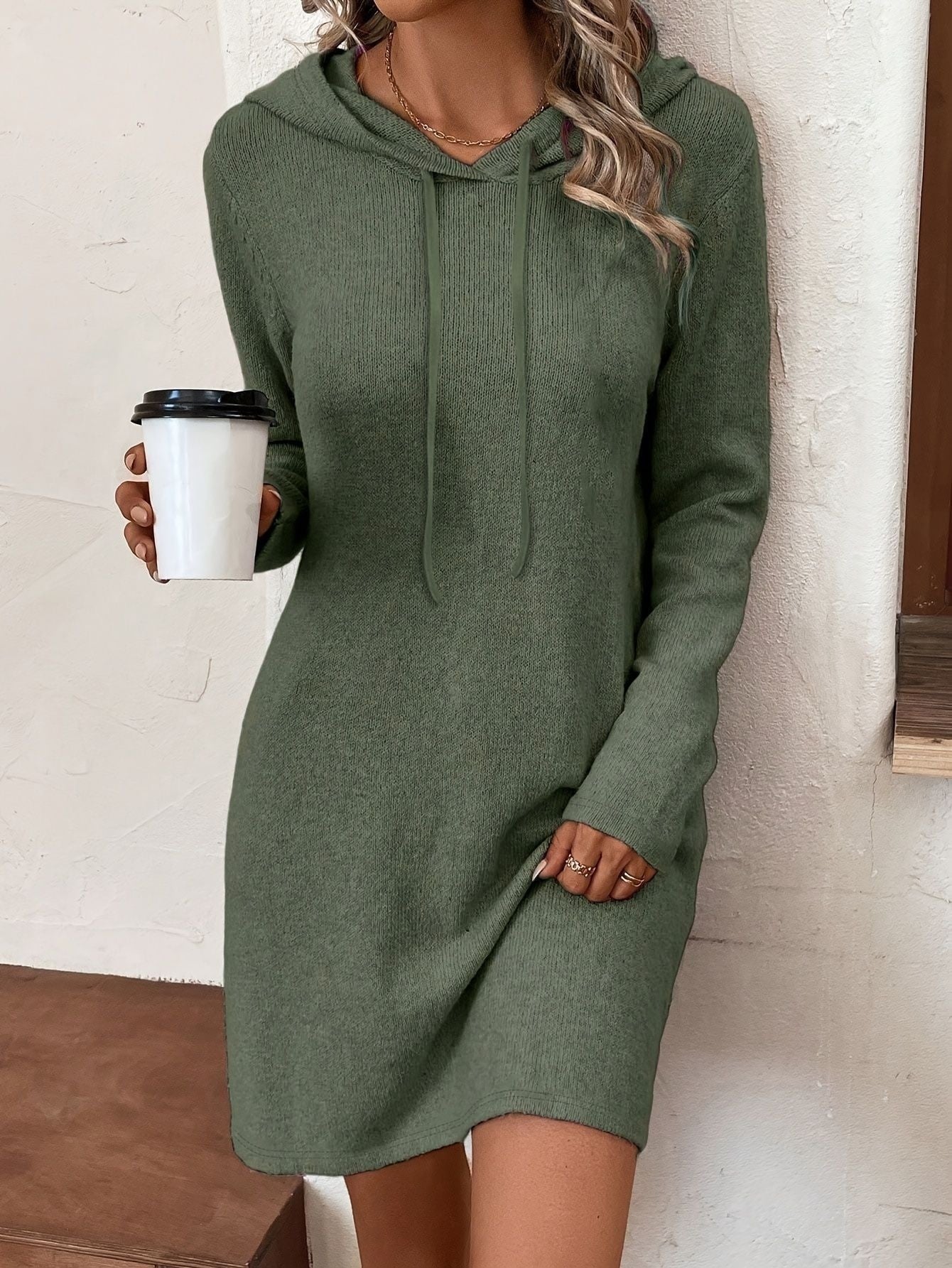 Vela Ribbed Hooded Bodycon Mini Dress