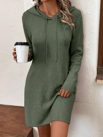 Vela Ribbed Hooded Bodycon Mini Dress