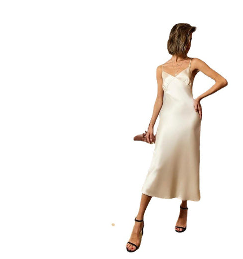 Siren Silk-Satin Cowl Neck Slip Dress