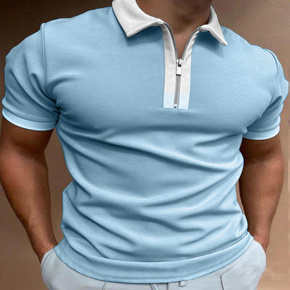 The Tactical-Mosaic Polo with Architectural Silver-Zip & Contrast Stay-Collar