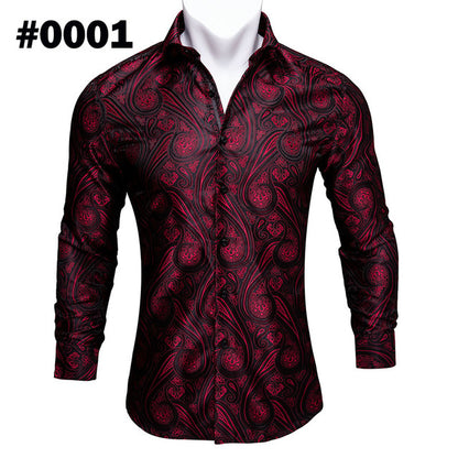 Crescent-Dynasty Dress-Shirt in "High-Lustre" Sateen with Integrated Regal-Print