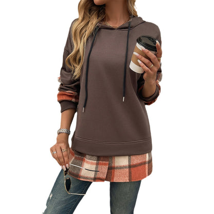 The Rebel Hybrid" Oversized Hoodie with Plaid Patchwork & Asymmetric Hem