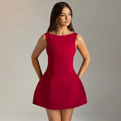 Modern Aristocrat Sleeveless Gownette with Architectural Flare