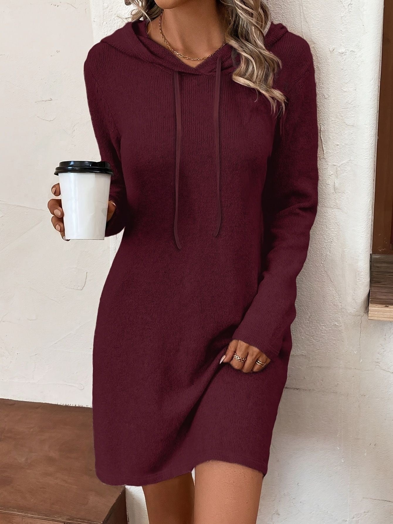 Vela Ribbed Hooded Bodycon Mini Dress