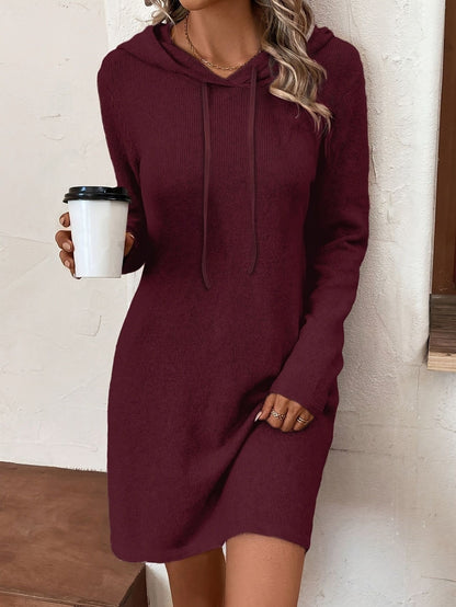 Vela Ribbed Hooded Bodycon Mini Dress
