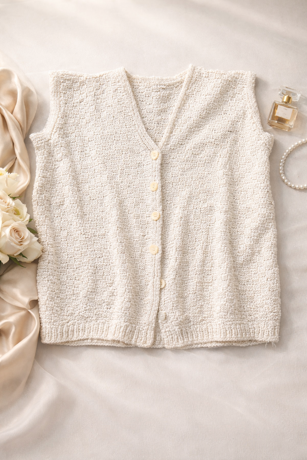 The Artisan Knitted Vest – Ivory Cream