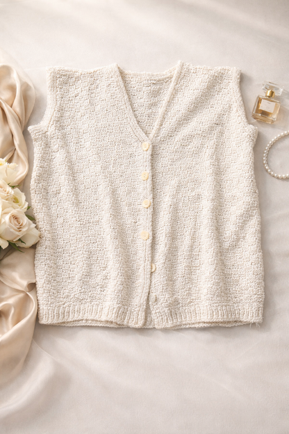 The Artisan Knitted Vest – Ivory Cream