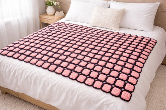 Artisan Hand-Crafted Geometric Motif Bedspread