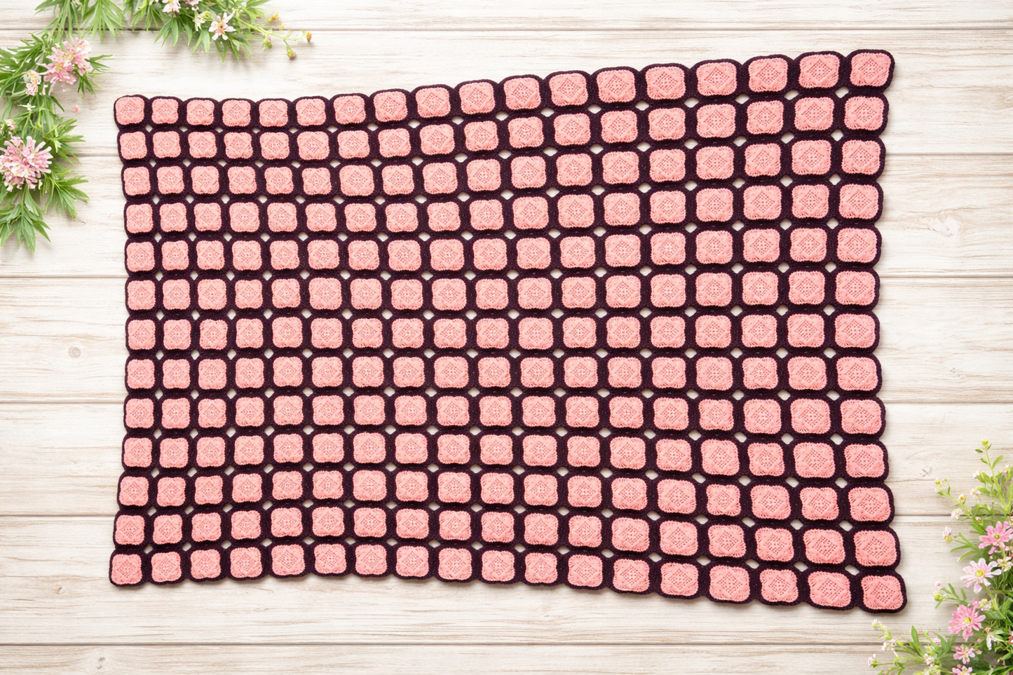 Artisan Hand-Crafted Geometric Motif Bedspread